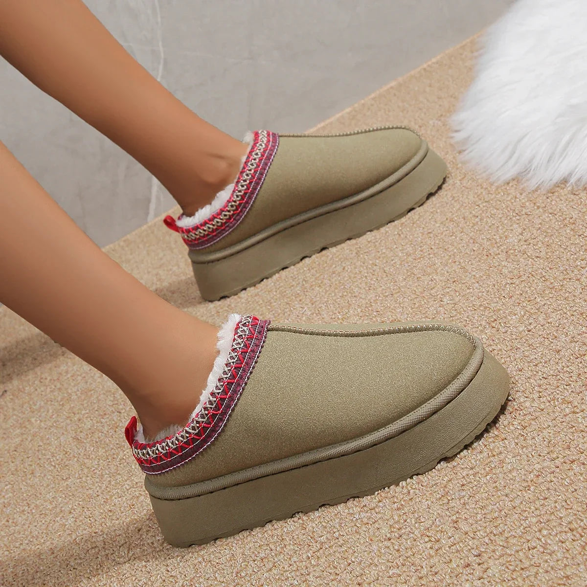 Ankle Flats Platform Women Snow Boots Suede Plush Warm Winter Thick Fashion Shoes Chelsea Women Boots-Dollar Bargains Online Shopping Australia