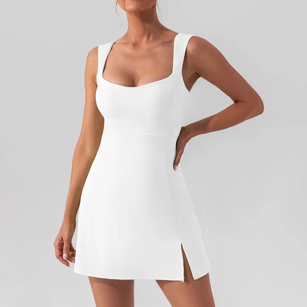Women New Solid Sleeveless Tennis Dress Racerback Golf Dress Outfit Sportswear Dresses-Dollar Bargains Online Shopping Australia