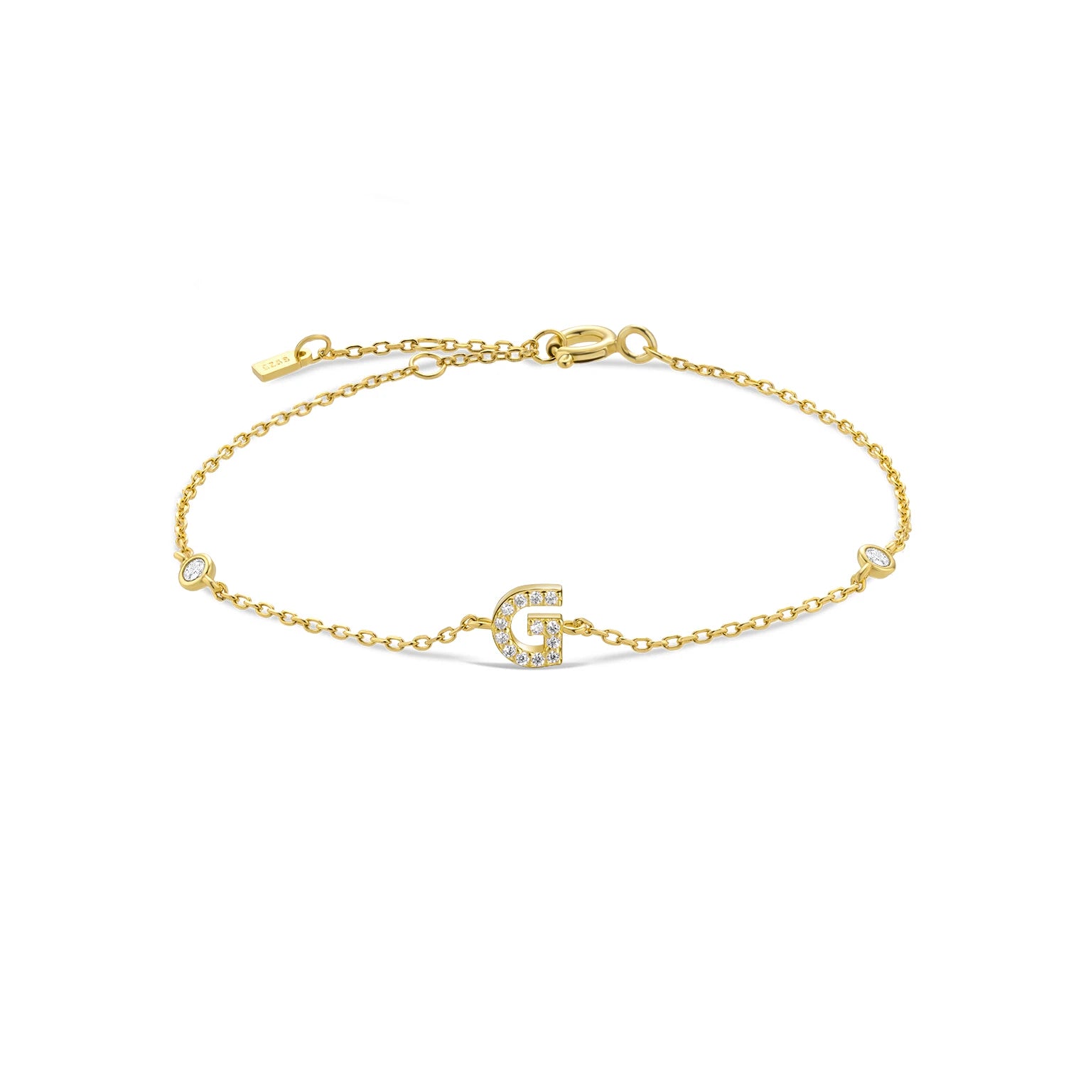 Silver Monogram Letter Initial Charm Chain Bracelet Luxury Wedding Crystal Fine Jewelry-Dollar Bargains Online Shopping Australia