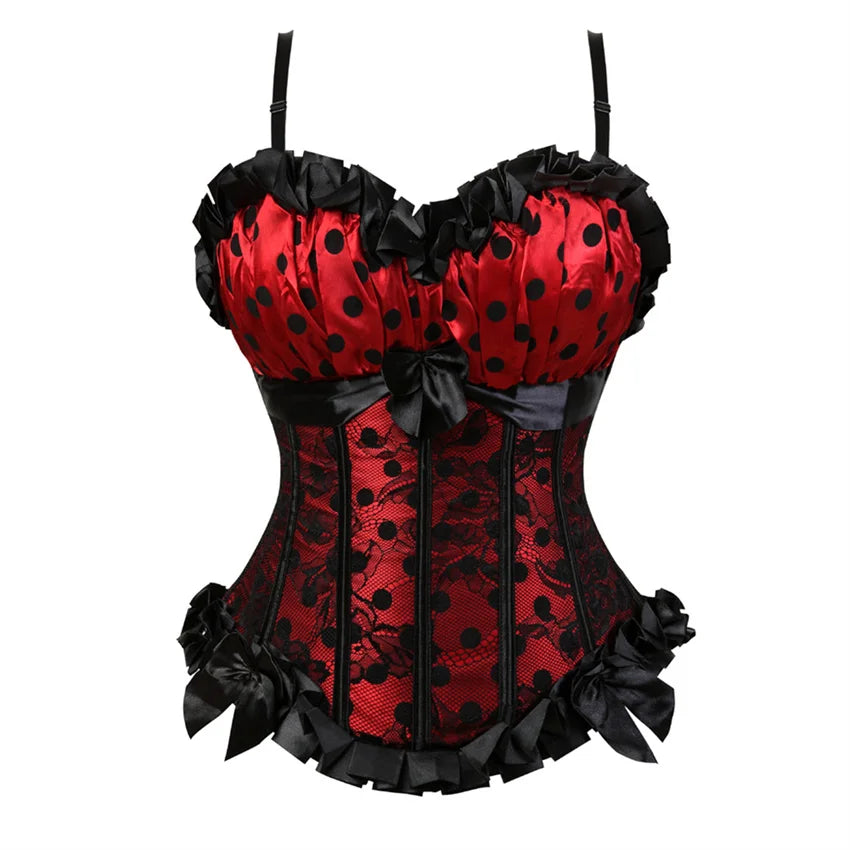 Corset with Straps for Women Black Overbust Corset Plus Size Jacquard Lace-Up Corset Zipper TOP Vintage Gothic Corset Bustier-Dollar Bargains Online Shopping Australia