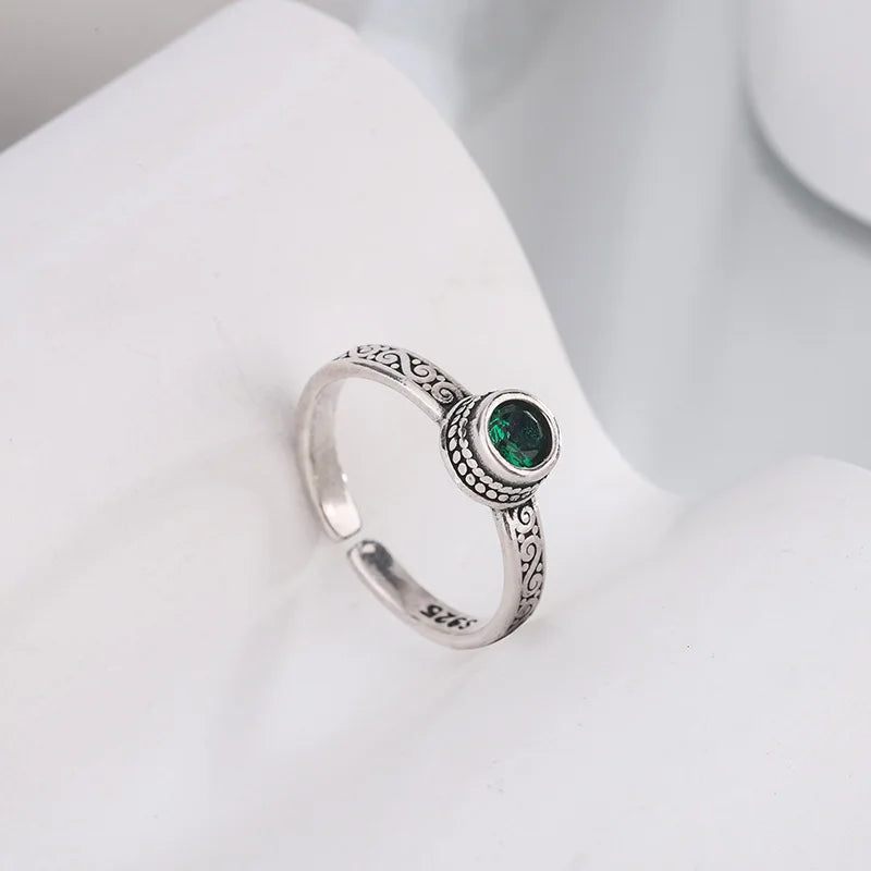 Sterling Silver Green Zircon Woman Rings Luxury Jewelry Accessories-Dollar Bargains Online Shopping Australia