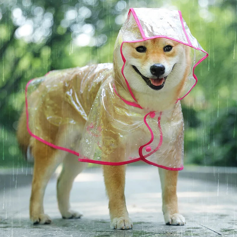 Pet Dog Puppy Transparent Rainwear Raincoat Pet Hooded Waterproof Jacket Clothes Soft PVC Small Dogs Raincoat Puppy Rain Poncho-Dollar Bargains Online Shopping Australia