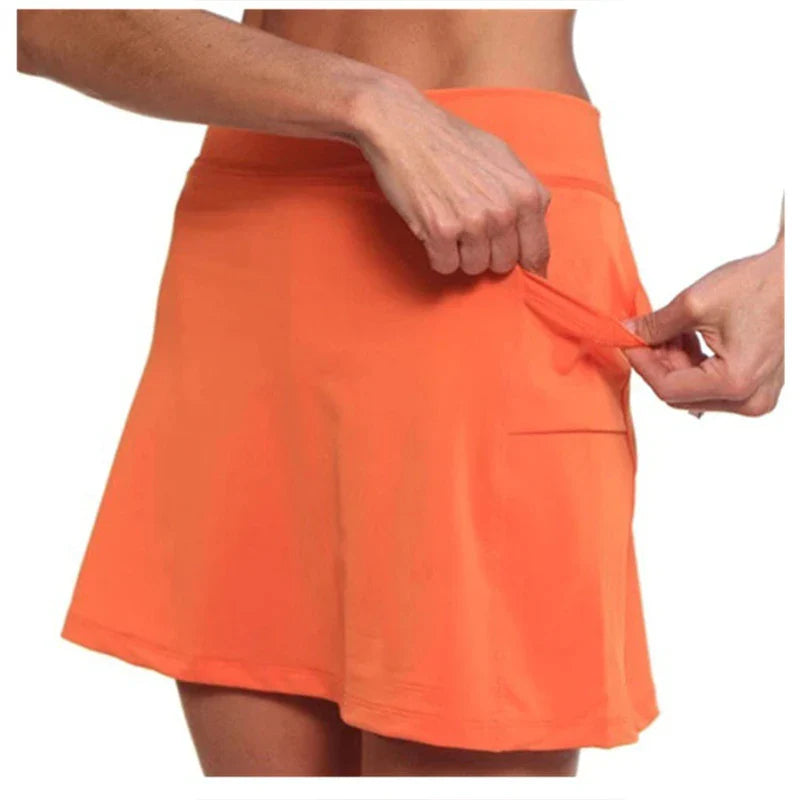 Womens Sports Skirts Solid Color Anti-exposure Skort Running Tennis Golf Shorts Breathable Short Dress with Pockets-Dollar Bargains Online Shopping Australia