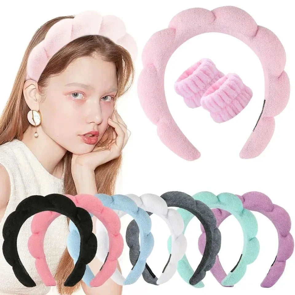 Makeup Headband Puffy Sponge Spa Head Bands for Women Girls Washing Face Skincare Yoga Facial Mask Sport Hairbands Headwear-Dollar Bargains Online Shopping Australia