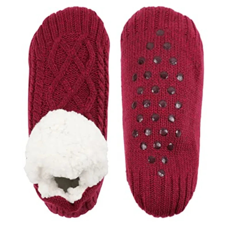 Women Knitted Slipper Socks Cozy Fuzzy Socks Non Slip Socks Winter Indoor Double Layer Bedroom Slipper Socks-Dollar Bargains Online Shopping Australia