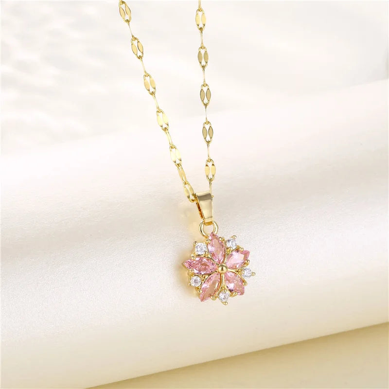 Design Heart Flower Zircon Pendant Necklace for Women Girls Elegant Luxury Jewelry-Dollar Bargains Online Shopping Australia