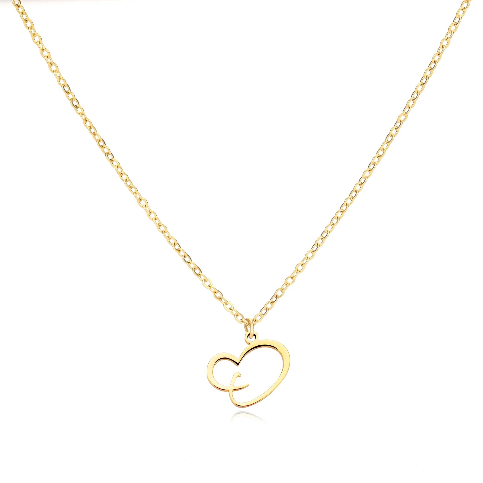 Heart Initial Letter Necklace for Women Gold Color Stainless Steel Necklace Jewelry Wedding Birthday-Dollar Bargains Online Shopping Australia