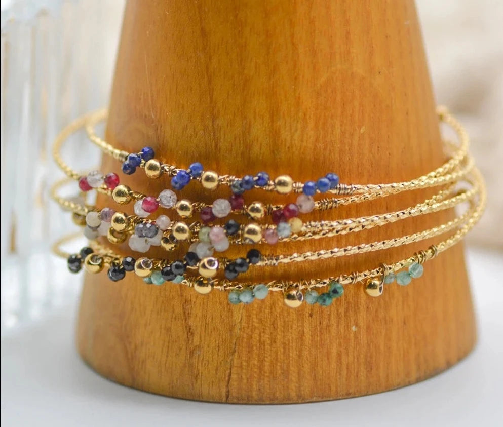 Vintage Colorful Beads Bracelets For Women Gold Color Thin Bangle Charm Trendy Jewelry-Dollar Bargains Online Shopping Australia