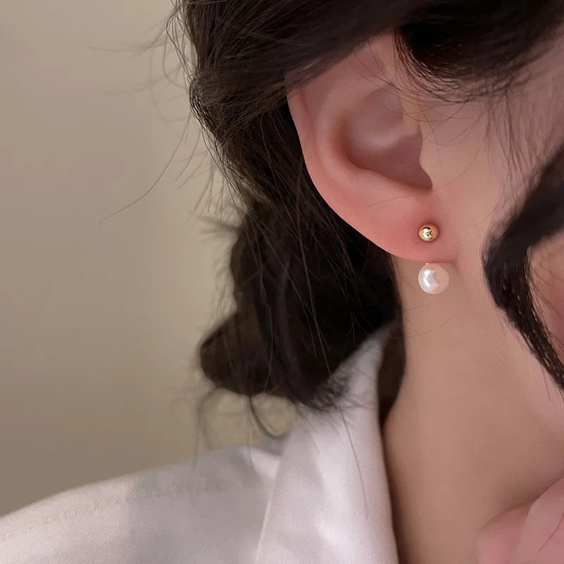 Simple Temperament Circle Pearl Earrings Fashion Small Versatile Earrings Women's Jewelry-Dollar Bargains Online Shopping Australia