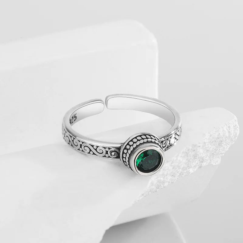 Sterling Silver Green Zircon Woman Rings Luxury Jewelry Accessories-Dollar Bargains Online Shopping Australia