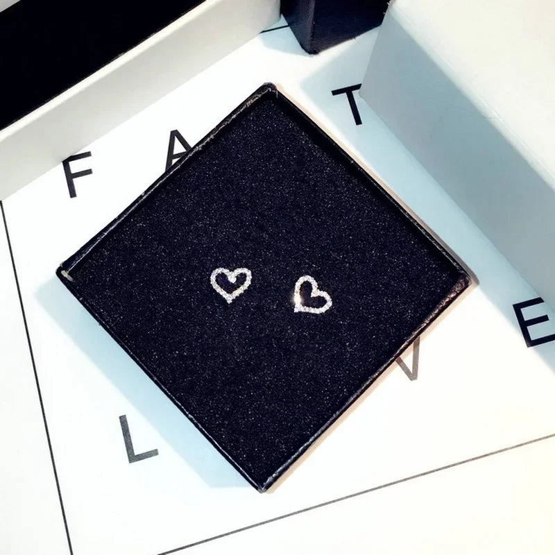 Silver Color Heart Bling Zircon Stone Stud Earrings Women Jewelry-Dollar Bargains Online Shopping Australia