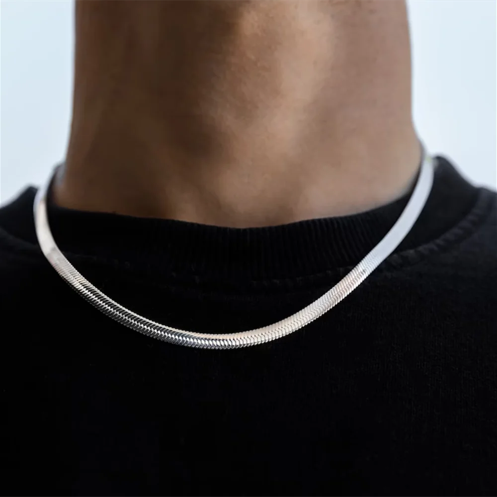 Hip Hop Snake Chain Necklace for Men New Fashion Stainless Steel Silver Color Necklace Jewelry Accessories Party Gift-Dollar Bargains Online Shopping Australia
