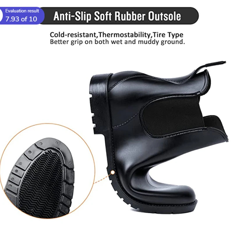 Women Chelsea Rain Boots Shiny Ankle Boots Waterproof Upper Toe Elastic Band Low Sole Fashion Non-slip Comfortable Boots-Dollar Bargains Online Shopping Australia