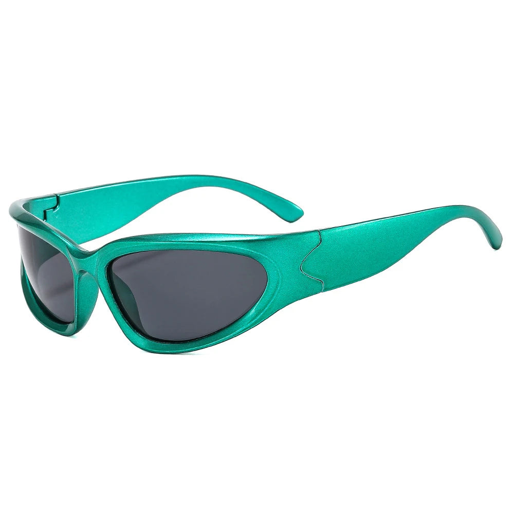 Fashion Wrap Around Cyber Y2K Sunglasses Women Silver Oval Shades Sports Cycling Sun Glasses Aesthetic Eyewear for Men Outdoor-Dollar Bargains Online Shopping Australia