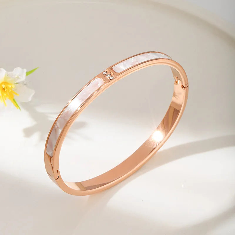 Classic Design Shell Zircon Bracelets & Bangle For Women Luxury Brand Wedding Jewelry Titanium Steel-Dollar Bargains Online Shopping Australia
