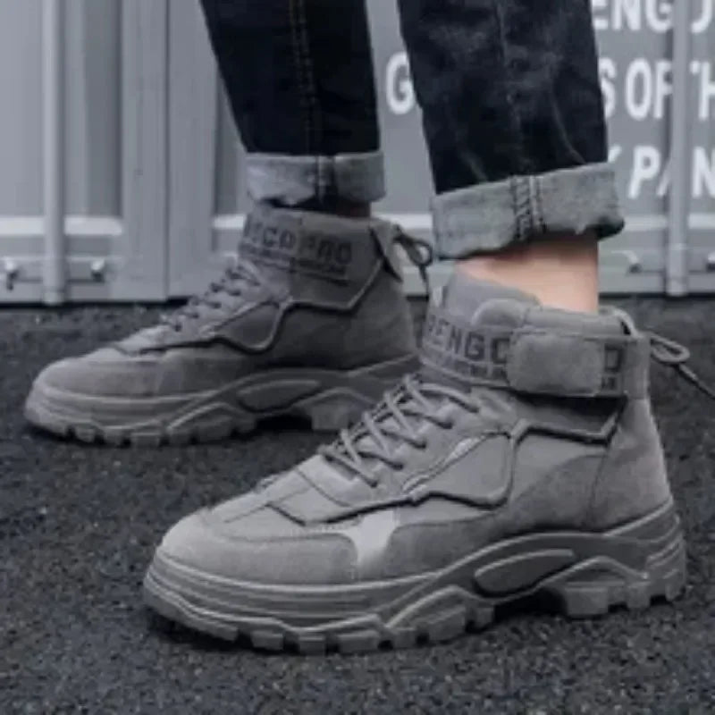 Men's Platform Boots Fashion Desert Boots New Comfortable Non-slip Hiking Shoe High Top All-match Work Boots-Dollar Bargains Online Shopping Australia