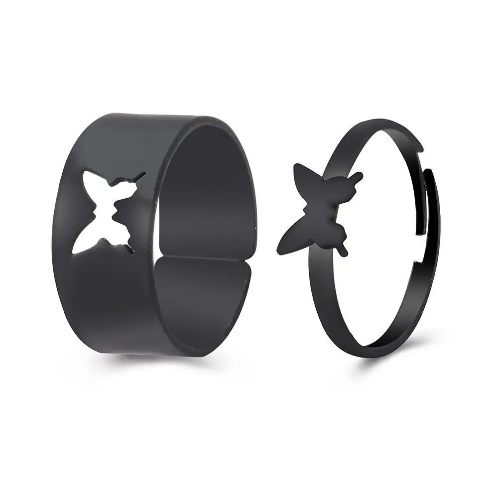 Silver Color Butterfly Rings For Women Men Lover Couple Ring Set Friendship Engagement Wedding Band Open Ring-Dollar Bargains Online Shopping Australia