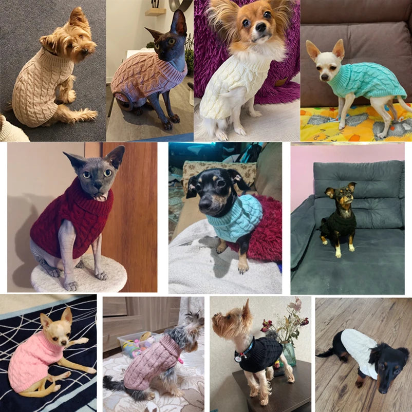 Puppy Dog Sweaters for Small Medium Dogs Cats Clothes Winter Warm Pet Turtleneck Chihuahua Vest Soft Yorkie Coat Teddy Jacket-Dollar Bargains Online Shopping Australia