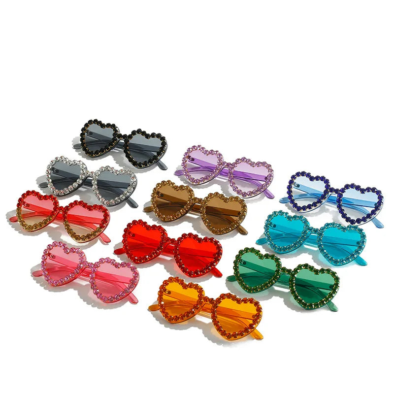 Vintage Pink Heart Diamond Sunglasses for Women New Luxury Brand Diamond Sun Glasses Ladies Retro Hip Hop Cool Eyewear-Dollar Bargains Online Shopping Australia