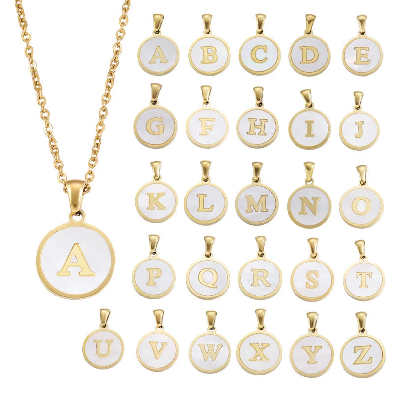 Minimalist Initial Enamel White A-Z Pendant Letter Alphabet Personalize Pendant Necklace for Women Men Jewelry Gift-Dollar Bargains Online Shopping Australia