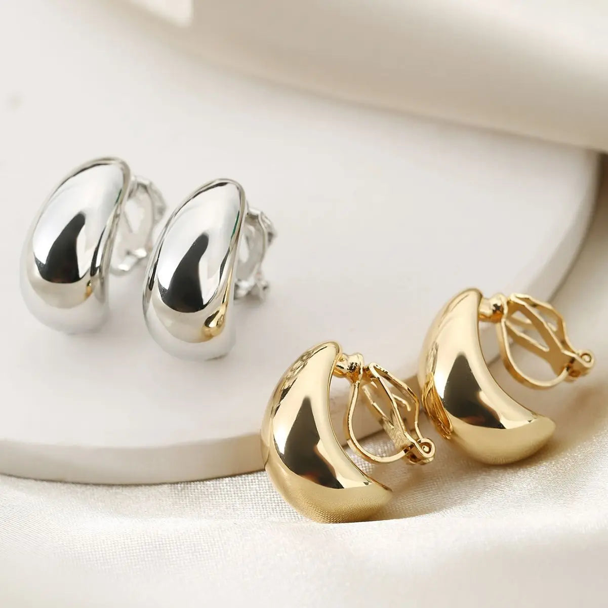 French Light Luxury Droplet shaped Ear Clip with No Ear Holes, High Grade, Simple and Smooth Female Earrings-Dollar Bargains Online Shopping Australia
