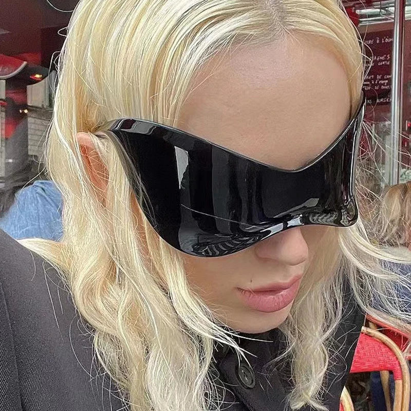 Oversized Futuristic Shield Sunglasses for Women Men Fashion Silver Mask Visor Sun Glasses Female Punk Y2K Eyeglasses-Dollar Bargains Online Shopping Australia