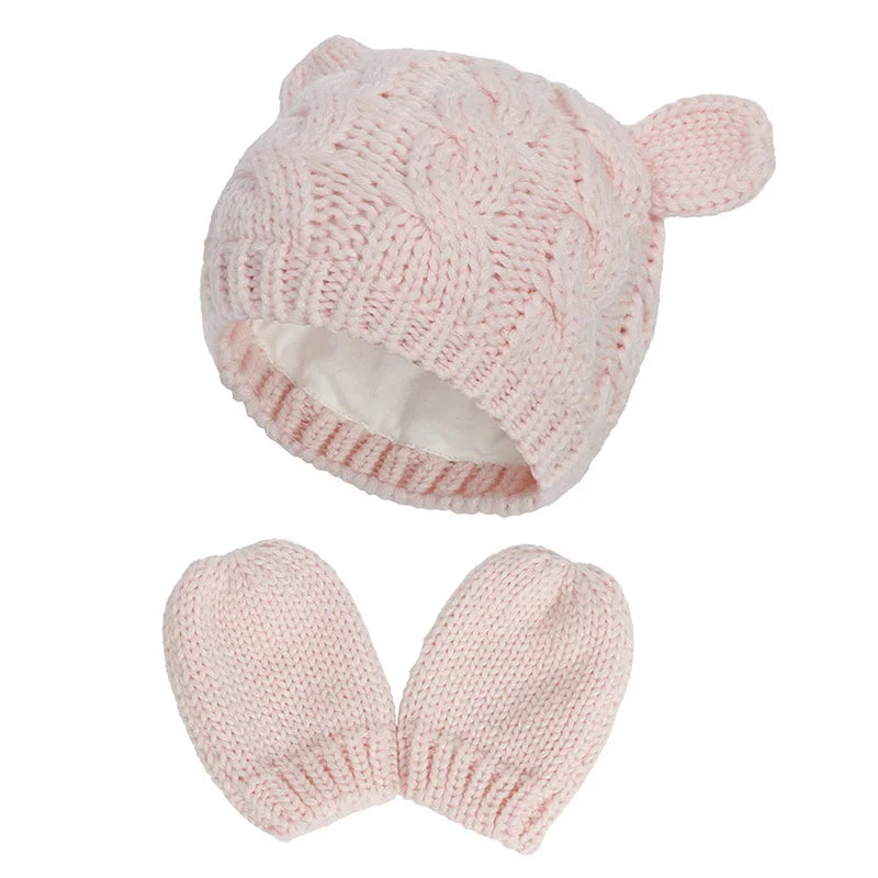 2 PCS Pure Color Baby Kids Girls Boys Winter Warm Knit Hat 2021 New Cute Glove Lovely Beanie Cap Set 0-18 Month-Dollar Bargains Online Shopping Australia