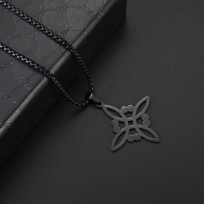 Witch Knot Necklace Stainless Steel Magic Knot Pagan Witchcraft Symbols Pendant Celtic Knot Necklace Jewelry Gifts for Women-Dollar Bargains Online Shopping Australia