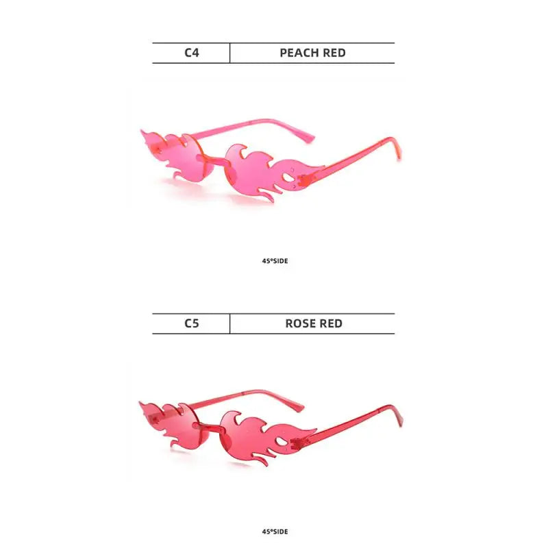 Fire Flame Sunglasses Wave Rimless Narrow Retro UV400 Streetwear Vintage Outdoor Cycling Eye glasses Party Accessories