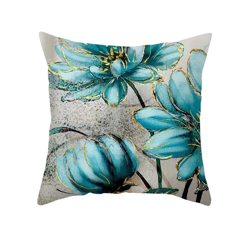 Oil Painting Flowers Decorative Pillowcase for Sofa Ginkgo Leaves Printed Polyester Cushion Cover 45x45cm Home Decor-Dollar Bargains Online Shopping Australia