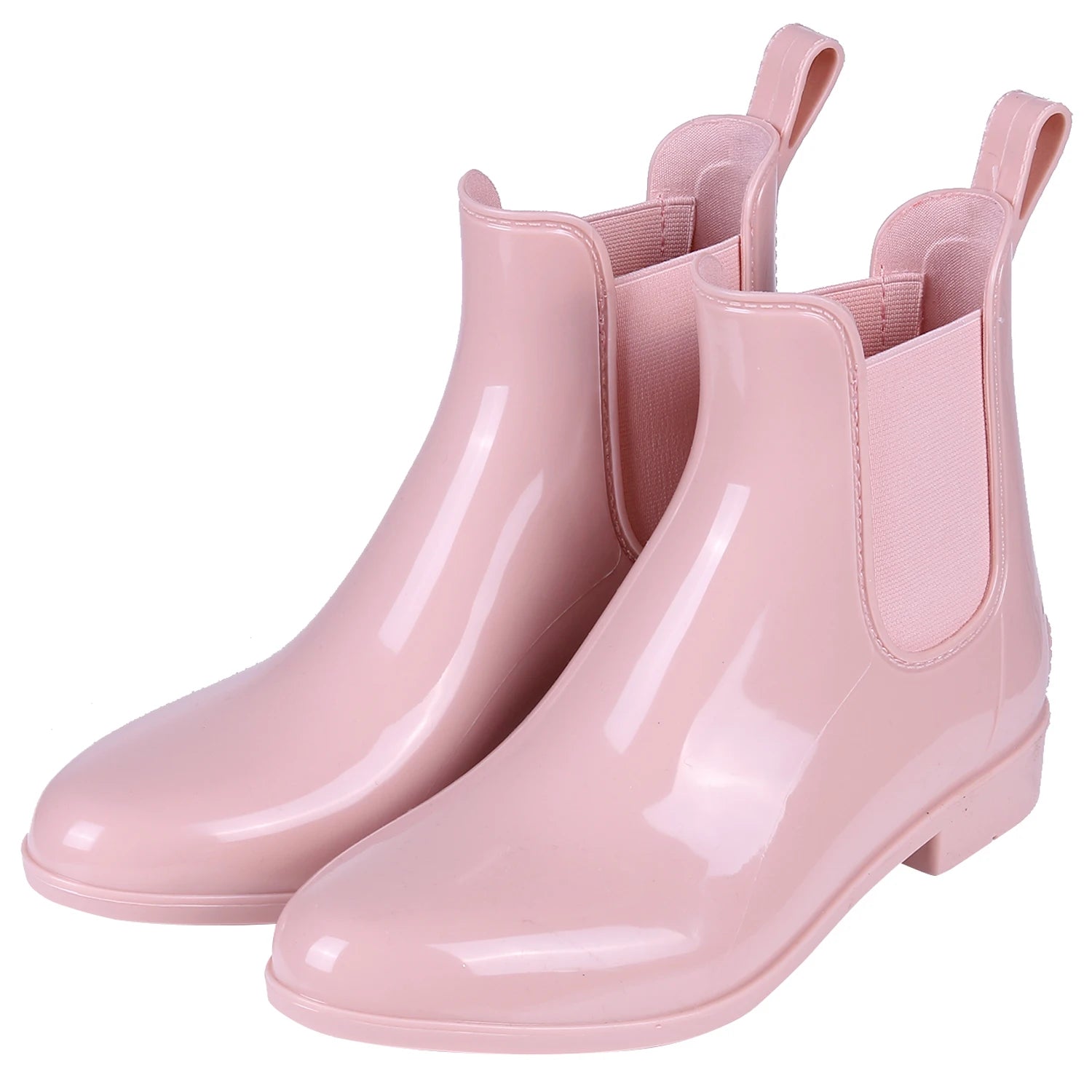 Women Chelsea Rain Boots Shiny Ankle Boots Waterproof Upper Toe Elastic Band Low Sole Fashion Non-slip Comfortable Boots-Dollar Bargains Online Shopping Australia