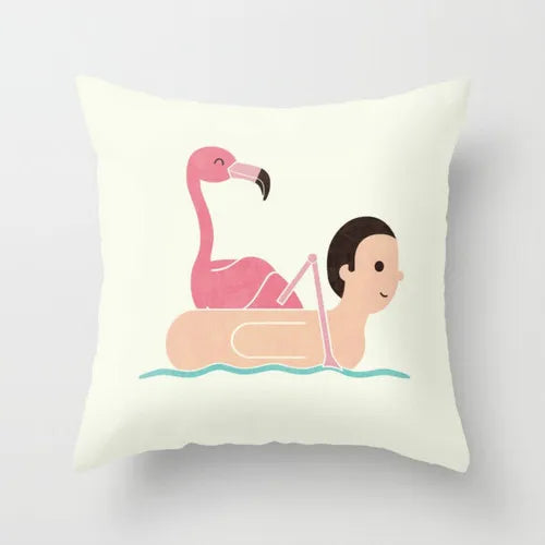 Pink Pillow Flamingo Backrest Headboard Decorative Cushion Nordic Style Office Nap Pillow Car Lumber Pad cute pillow removable-Dollar Bargains Online Shopping Australia