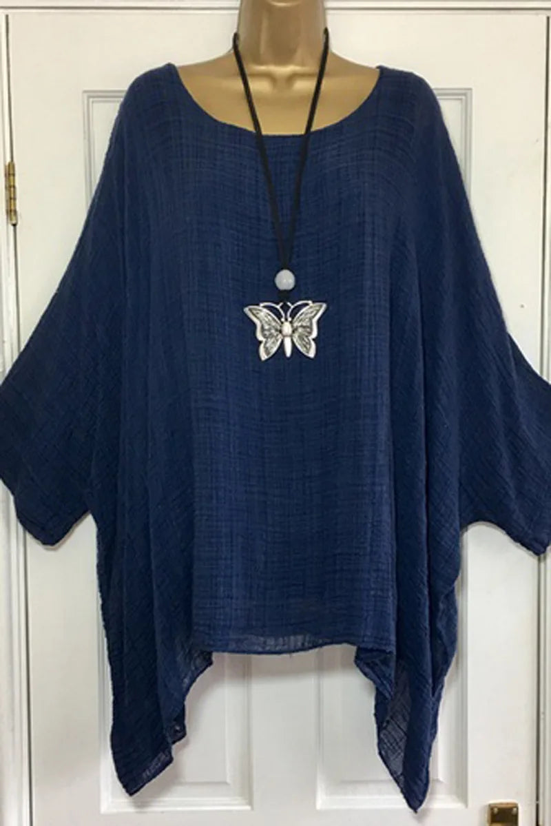 Womens Batwing Sleeve Solid Color Loose O-Neck 3/4 Sleeve Casual Elegance Blouse Ladies Top-Dollar Bargains Online Shopping Australia