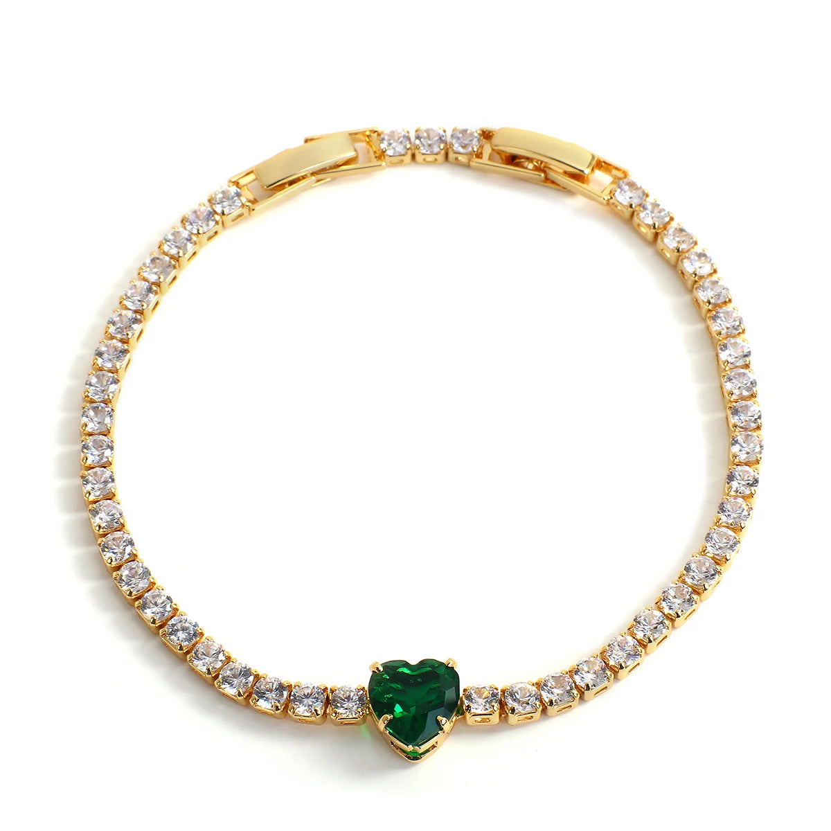 Chic Green Zircon Stainless Steel Bangle Bracelets for Women Charm Texture Simple Gold Color Accessories-Dollar Bargains Online Shopping Australia