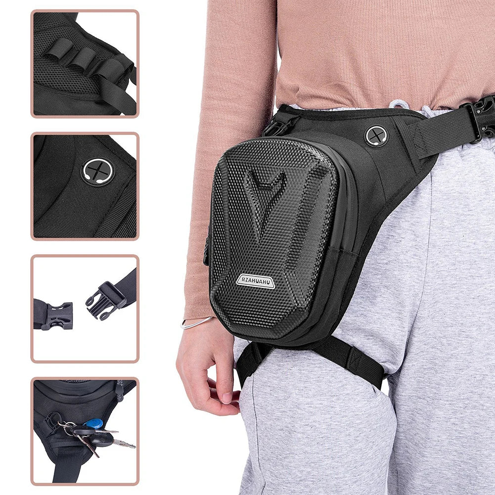 Motorcycle Bag Men Motorbike Leg Side Bag EVA Hard Shell Male Phone Waist Pack Motorcycle Drop Leg Bag Fanny Pack Belt Bum Bags