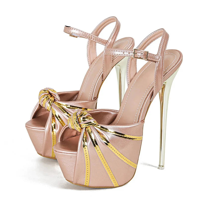 Women Sexy Stiletto Platform Sandals Fashion Design Pleated Open Toe Extreme High Heels Banquet Party Shoes-Dollar Bargains Online Shopping Australia