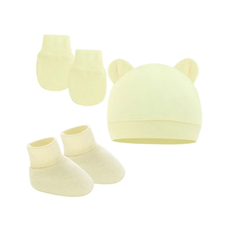 Newborn Hat Gloves Socks Set for Baby Boy Girl Cotton Fall Casual Photography Props Soft Headwear Infant Nightcap-Dollar Bargains Online Shopping Australia