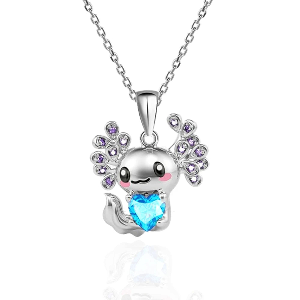 Cute Axolotl Cartoon Pendant Necklace Lady's Fashion Lady Animal Jewelry Exquisite Girl Pendant Love Party Fun Birthday Gift-Dollar Bargains Online Shopping Australia