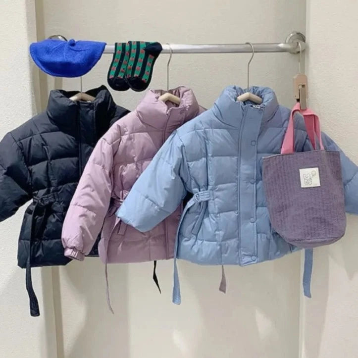 Fashion Baby Boy Girl Cotton Padded Jacket Winter Infant Toddler Child Coat Waist Belt Warm Thick Outwear Baby Clothes-Dollar Bargains Online Shopping Australia