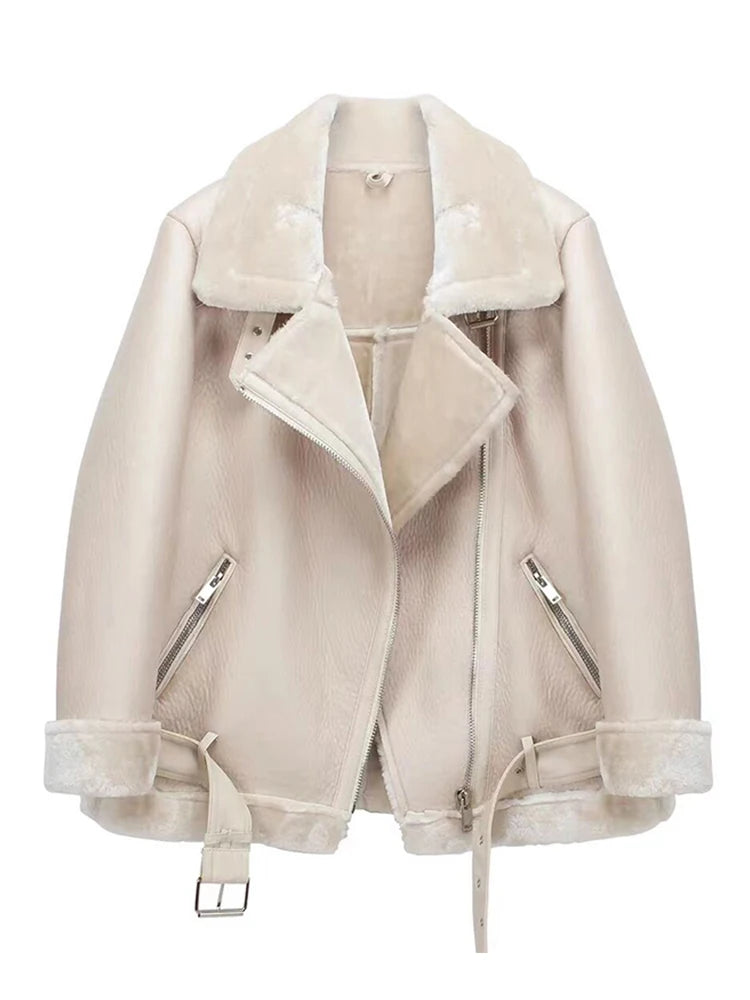 Winter Coats Women Thickness Faux Leather Fur Jacket Aviator Outwear-Dollar Bargains Online Shopping Australia