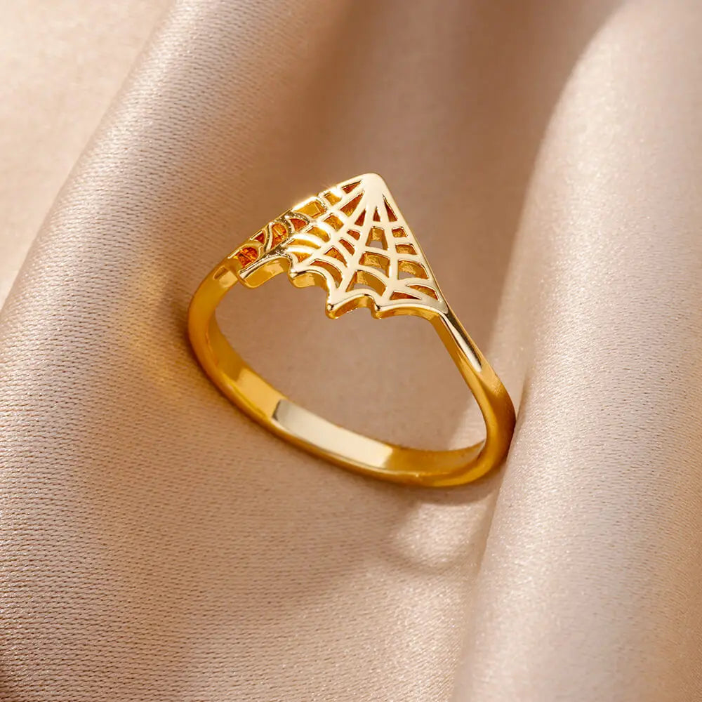 Stainless Steel Heart Rings for Women Vintage Gold Color Twist Barbed Wire Finger Ring Aesthetic Jewelry Gifts-Dollar Bargains Online Shopping Australia