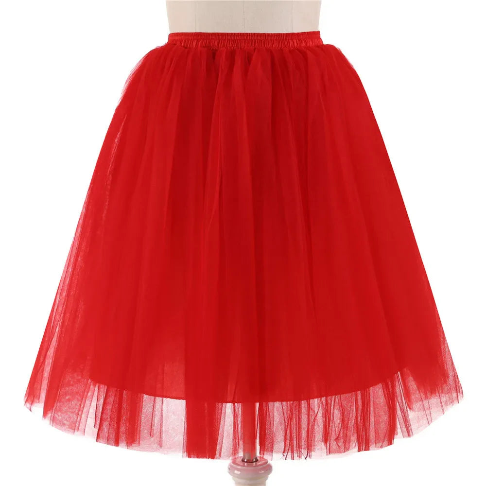 Women Tulle Skirt Pleated Gauze Knee Length Mesh A Line Skirt Adult Tutu Ballet Dancing Chic High Waist Party Skirts Fairy Style-Dollar Bargains Online Shopping Australia