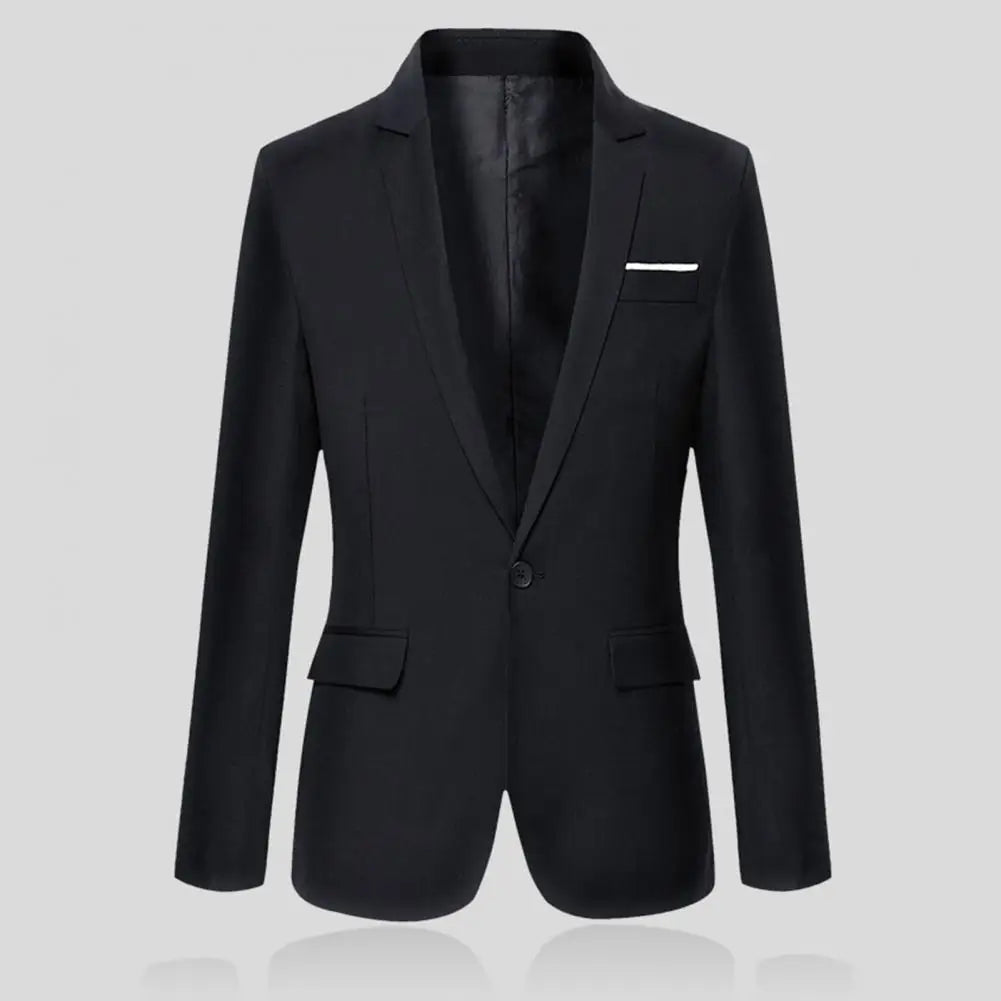 Men Blazer Lapel Suit Jacket Men Formal Evening Dress Jacket Male Blazer Coats Men Blazer Solid Single Button Lapel Suit Jacket