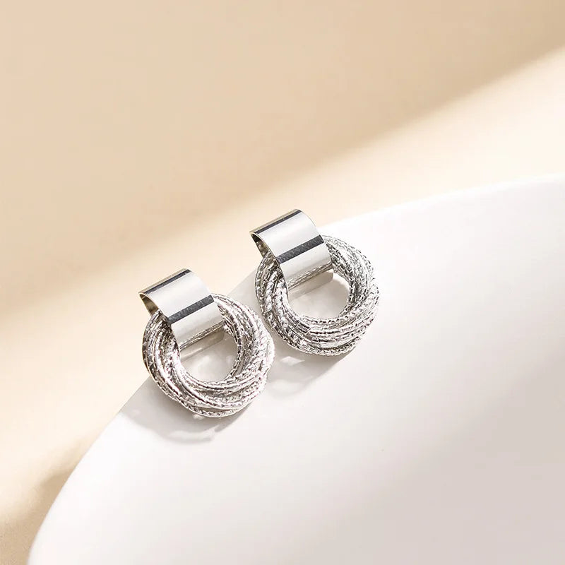 Retro Metal Gold Color Multiple Small Circle Stud Earrings for Women Korean Jewelry Fashion Wedding Party Earrings Jewelry Gift-Dollar Bargains Online Shopping Australia