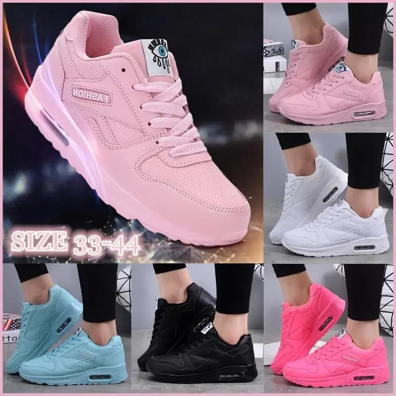 Women Fashion Sneakers Air Cushion Sports Shoes Pu Leather Outdoor Walking Jogging Shoes Female Trainers