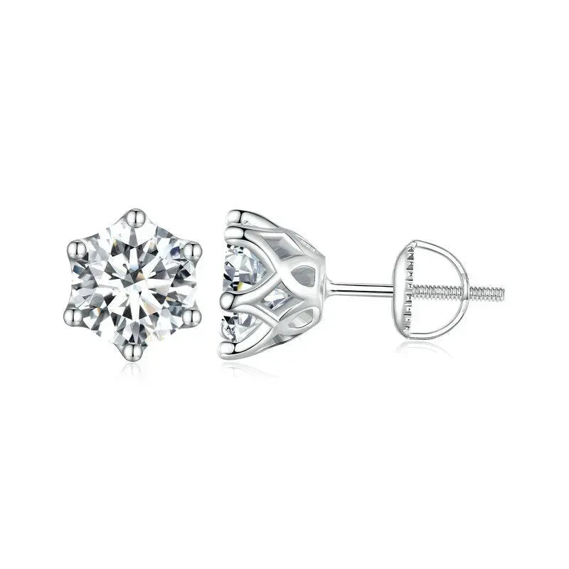 Classic Moissanite Stud EarringsS925 Silver D Color Brilliant Round Cut Lab Created Diamond Wedding Engagement Earrings-Dollar Bargains Online Shopping Australia