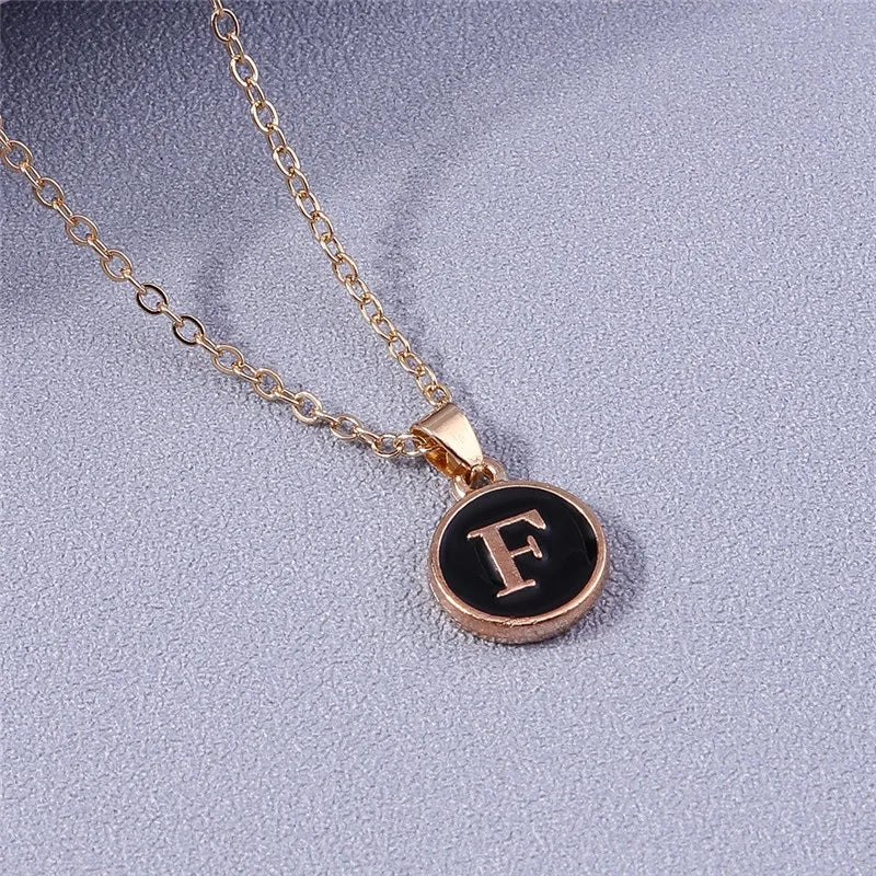 Name Initials Letter Pendant Necklace Enamel A-Z Alphabet Necklaces Girls Birthday Gifts Jewelry Accessories-Dollar Bargains Online Shopping Australia