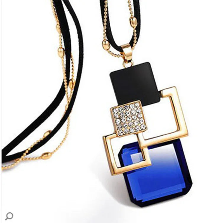 Long Necklaces Pendants Women Geometric Statement Maxi Fashion Crystal Jewelry-Dollar Bargains Online Shopping Australia