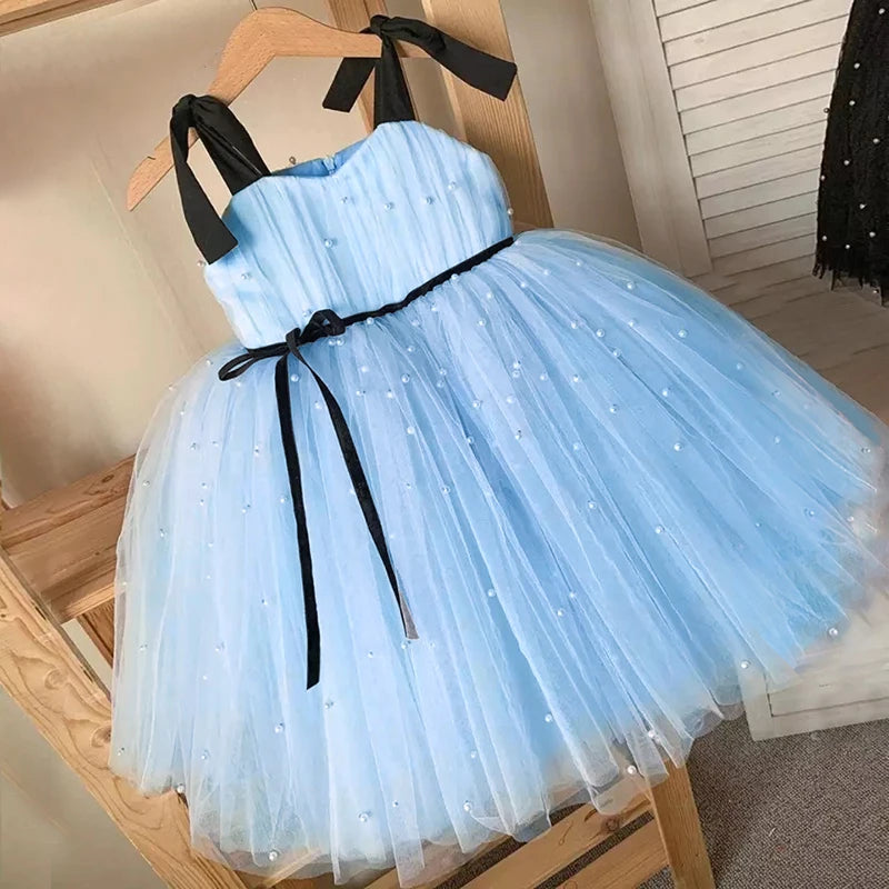 Party Princess Dresses Toddler Kids Wedding Evening Gown Baby Girls Tulle Tutu Pearls Summer-Dollar Bargains Online Shopping Australia