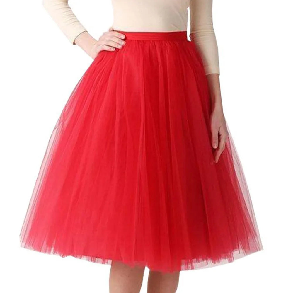 Women Tulle Skirt Pleated Gauze Knee Length Mesh A Line Skirt Adult Tutu Ballet Dancing Chic High Waist Party Skirts Fairy Style-Dollar Bargains Online Shopping Australia